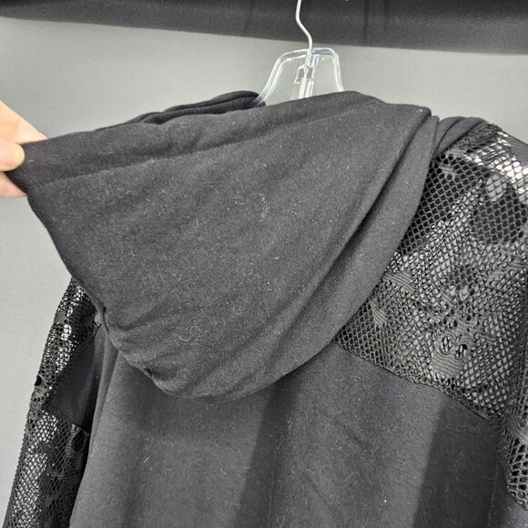 Skull Crossbones Mesh Hoodie Shirt Womens 2XL XXL Black Sheer Goth Punk Rock - Picture 10 of 13